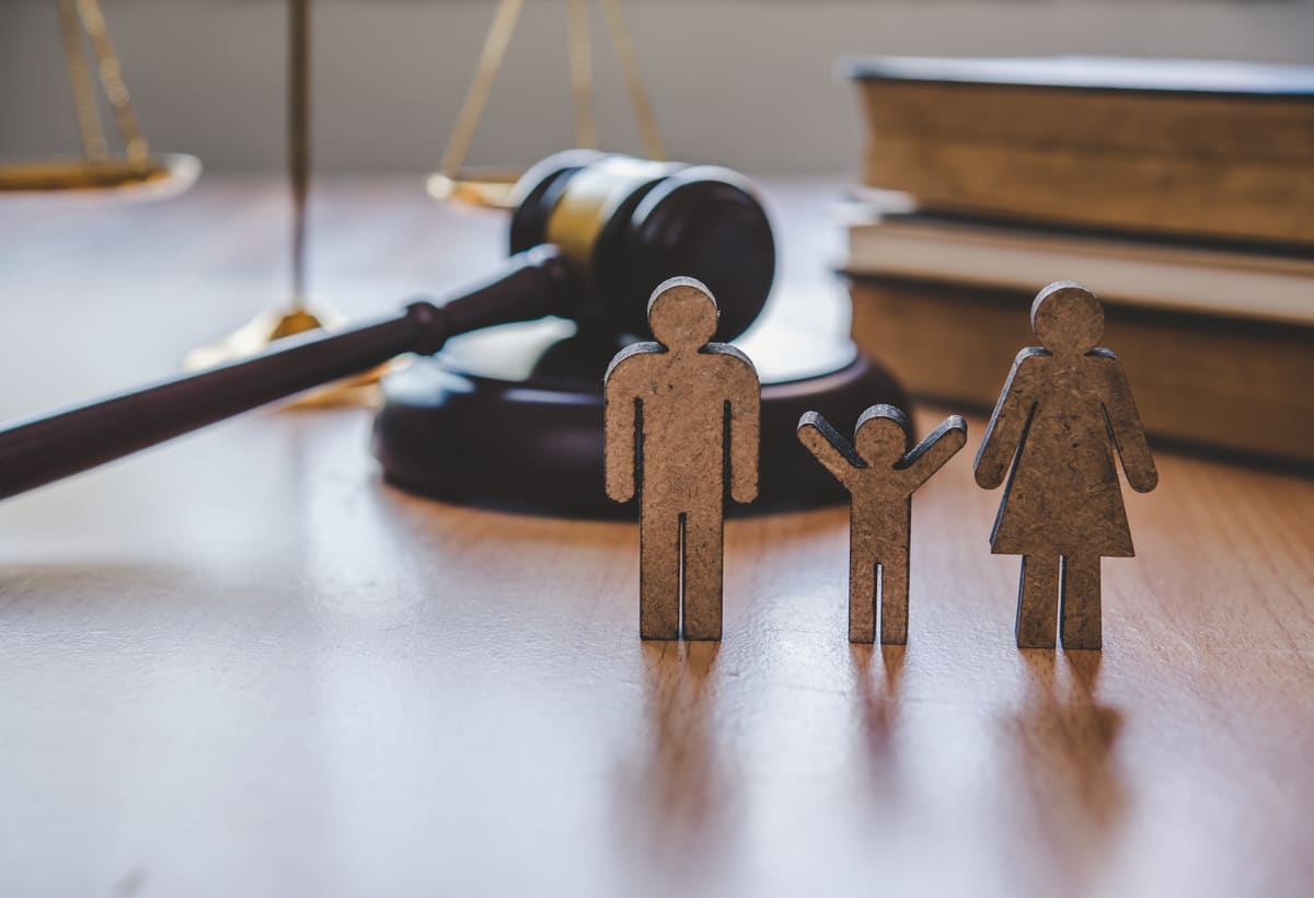 Family law paperwork and gavel representing custody documentation
